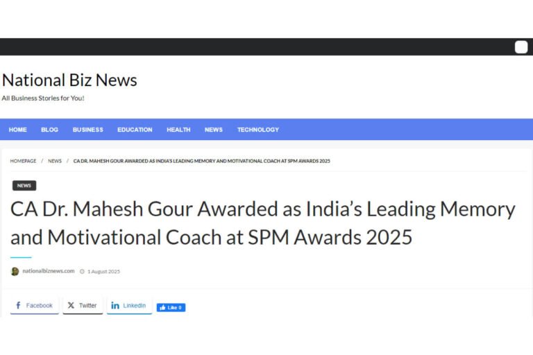 Ediquik - CA Dr Maahesh Gour News Article on Memory Techniques