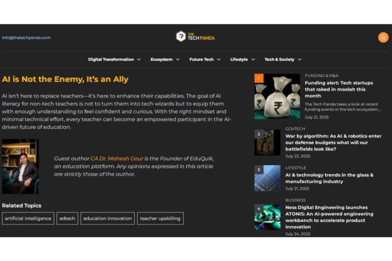 Ediquik - CA Dr Maahesh Gour News Article on Memory Techniques